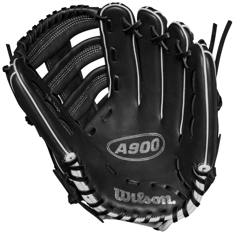 Wilson Baseball Gloves Wilson A900 PF1892 Pedroia Fit 12.25-inch Outfield (2024) Youth Black/White/Silver WBW102572 RHT Right-hand throw