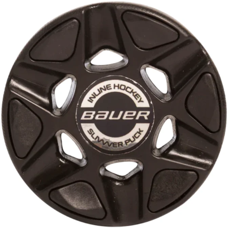 Bauer RH Roller Hockey Slivvver Puck Black top showing Bauer logo
