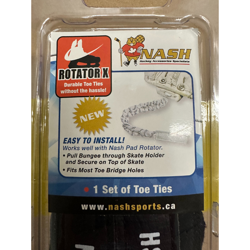 Nash Rotator X Goalie Toe Ties close-up in clear plastic packaging