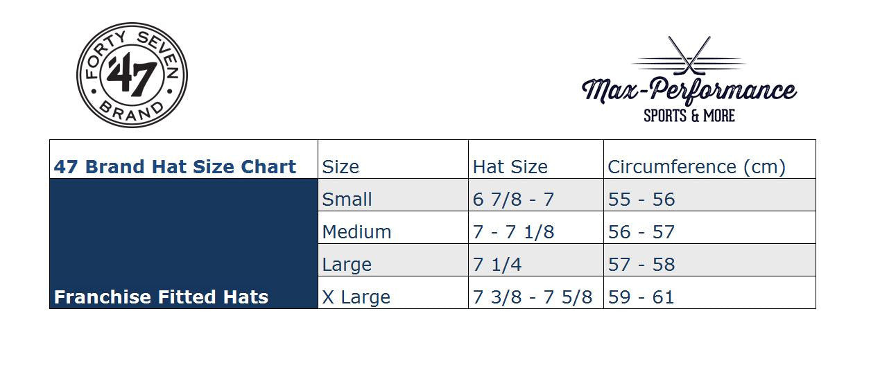 47 franchise hat on sale size chart