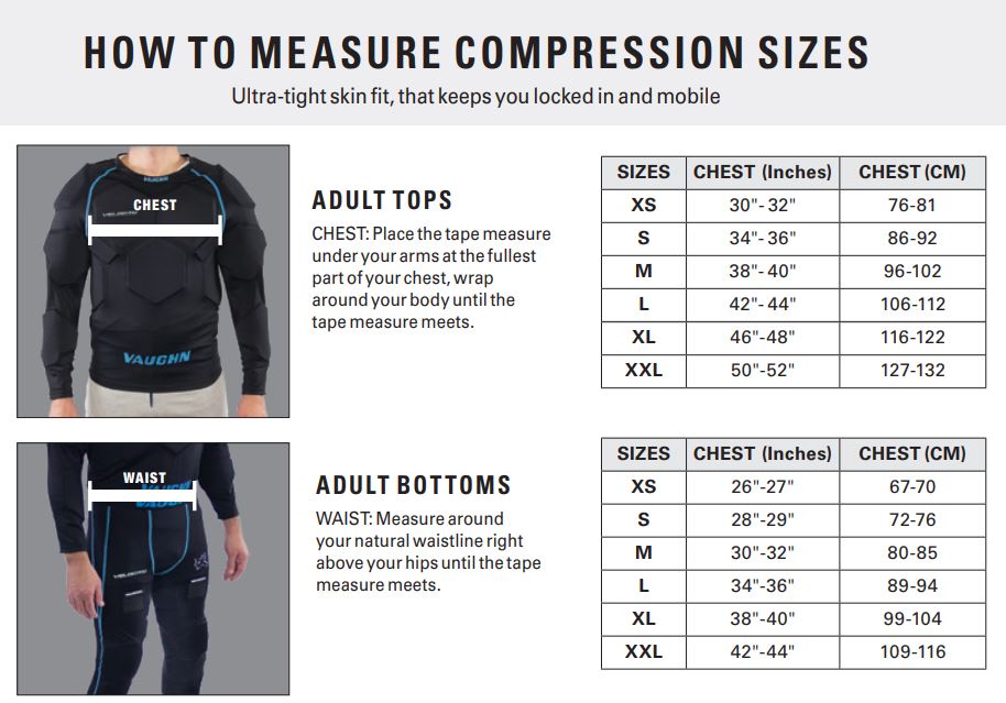 Vaughn Goalie Chest Protector Sizing Chart